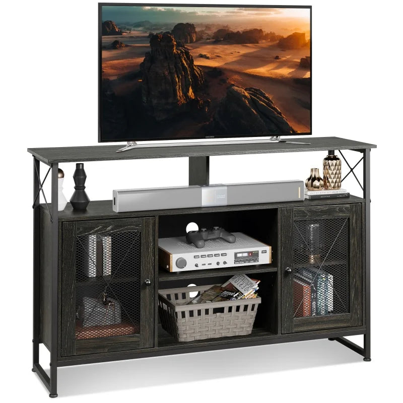 GALAXHERO TV Stand for 55 Inch TV Tall Entertainment Center Storage Farmhouse Industrial TV Console Living Room Bedroom