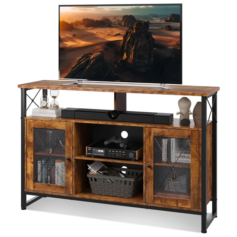 GALAXHERO TV Stand for 55 Inch TV Tall Entertainment Center Storage Farmhouse Industrial TV Console Living Room Bedroom