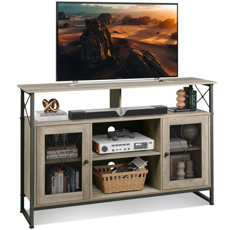 GALAXHERO TV Stand for 55 Inch TV Tall Entertainment Center Storage Farmhouse Industrial TV Console Living Room Bedroom