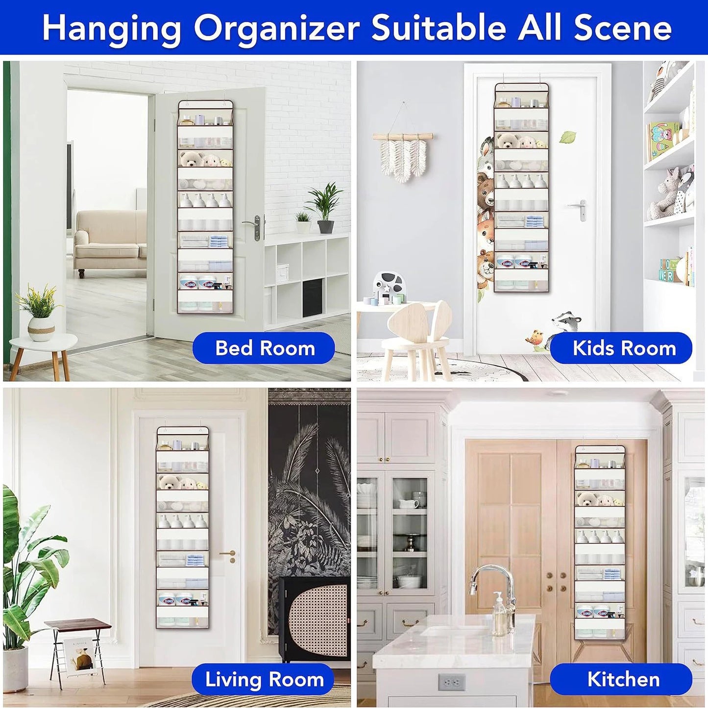 5 Layer Hanging Organizer Over The Door Organizer Hanging Storage With 5 Mesh Pockets For Pantry Bathroom Bedroom Kitchen Dorm