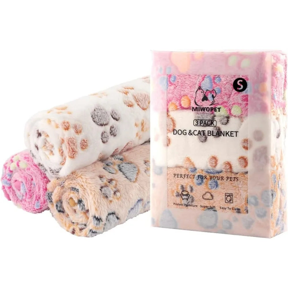 3 Pack Cat and Dog Blanket Soft & Warm Fleece Flannel Sleep Mat, Great Pet Throw for Puppy, Kitten,Cats,Small Dogs (Small 23" x