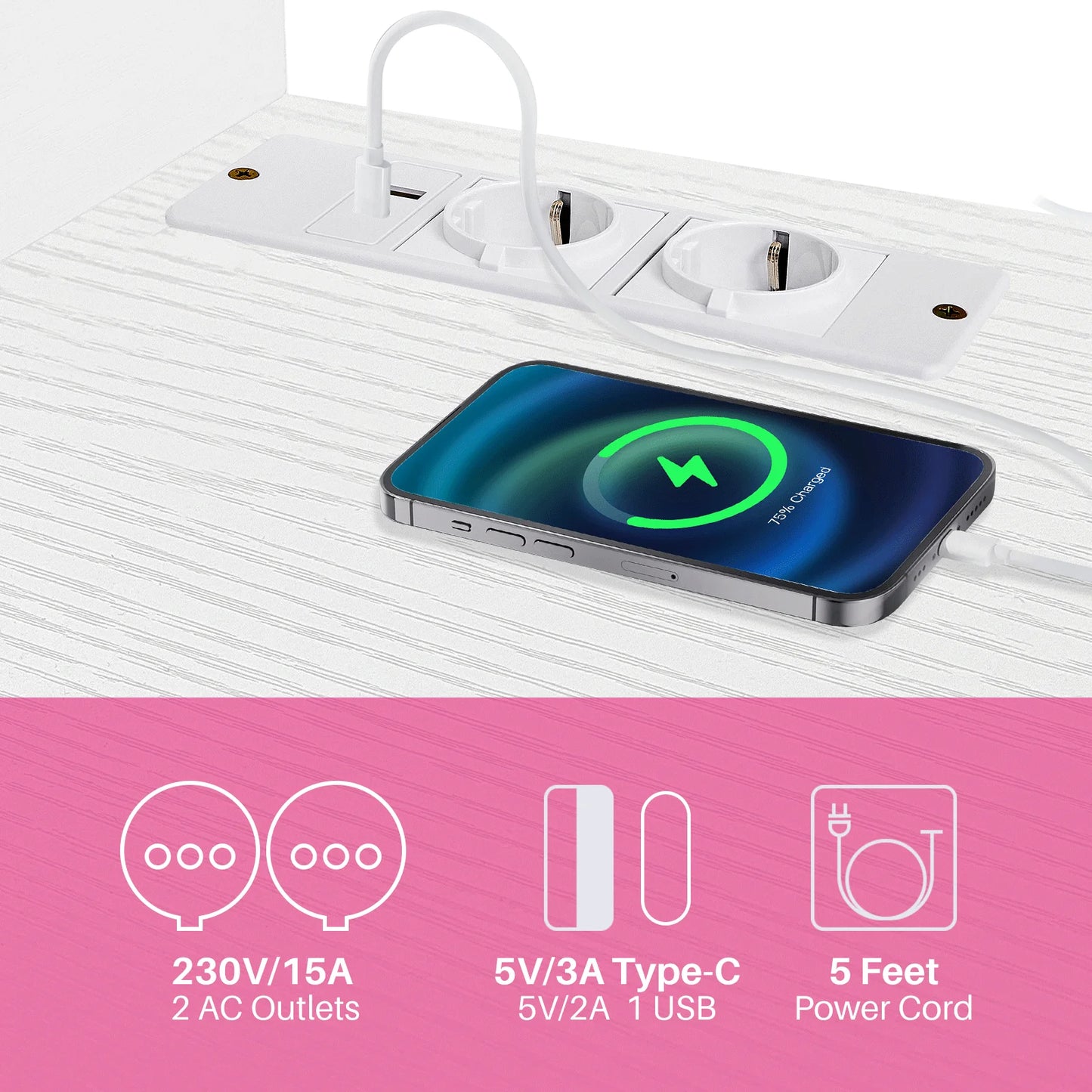 REDLIFE TV Stand for TVs Up to 65 inches Entertainment Center w/ Power Outlet Storage Cabinet Three Open Shelves for Living Room