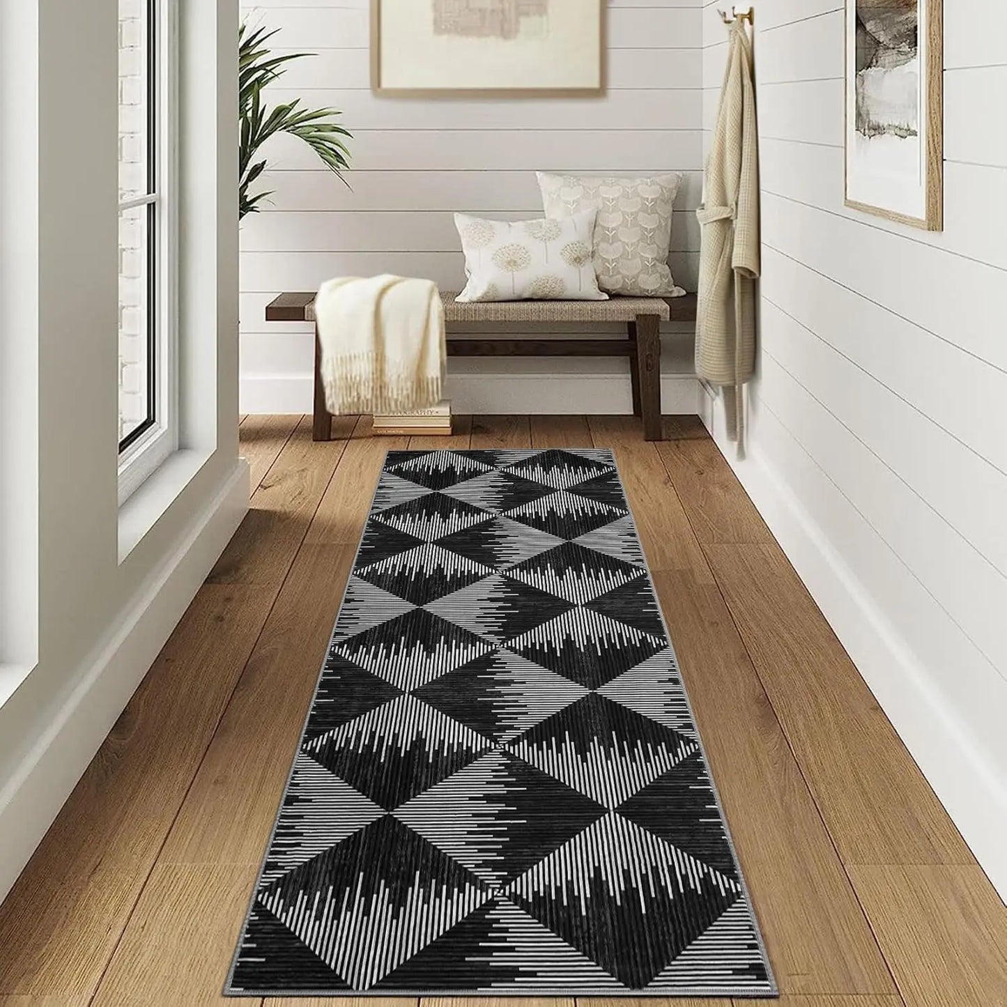 Area Rugs Modern Neutral Living Room Rug Machine Washable Rug for Bedroom Low Pile Farmhouse Carpet for Dining Room Entryway