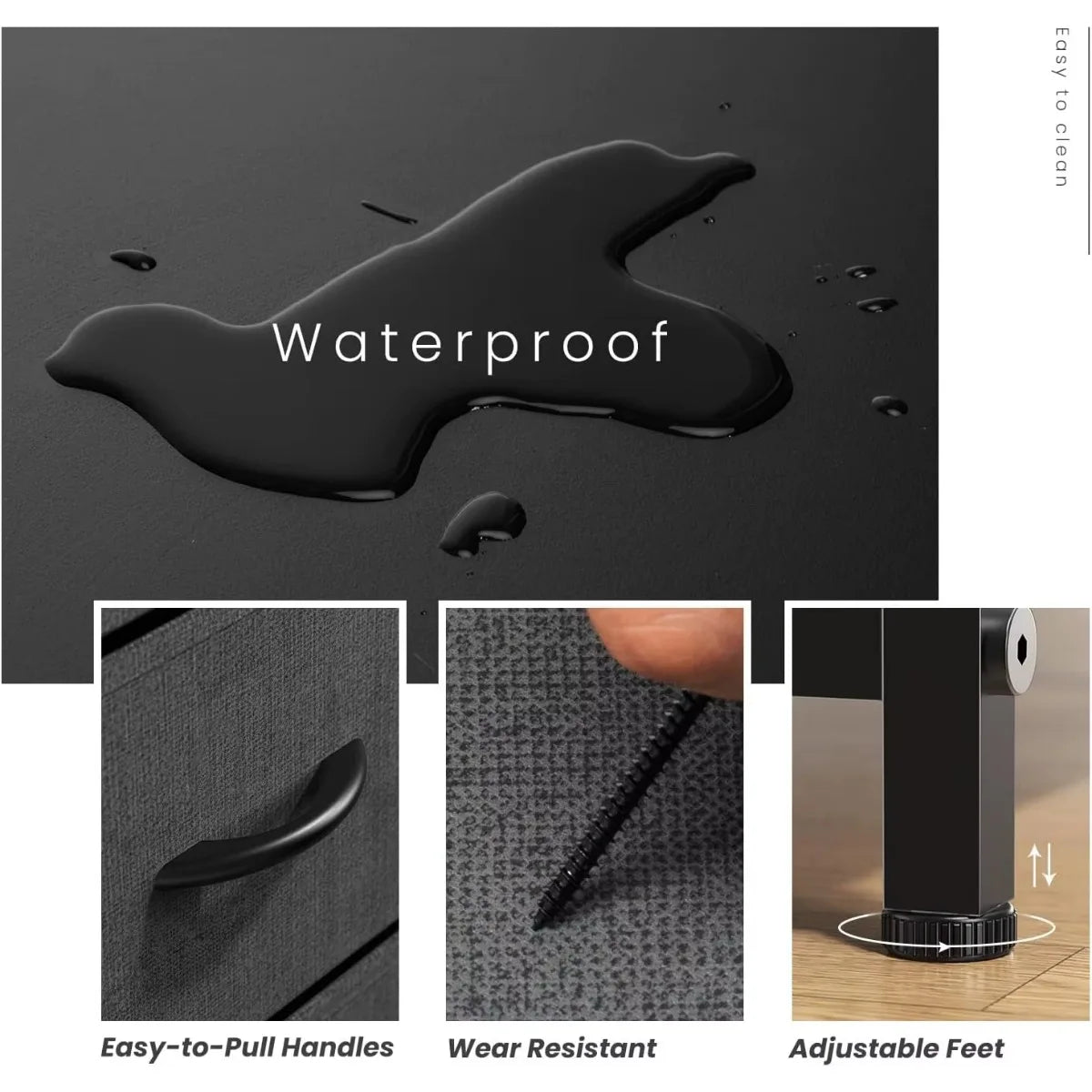 Nightstand with 2 Storage Drawers,Small Bed Side Furniture, Wooden Top Fabric Cabinet Kids Night Stand