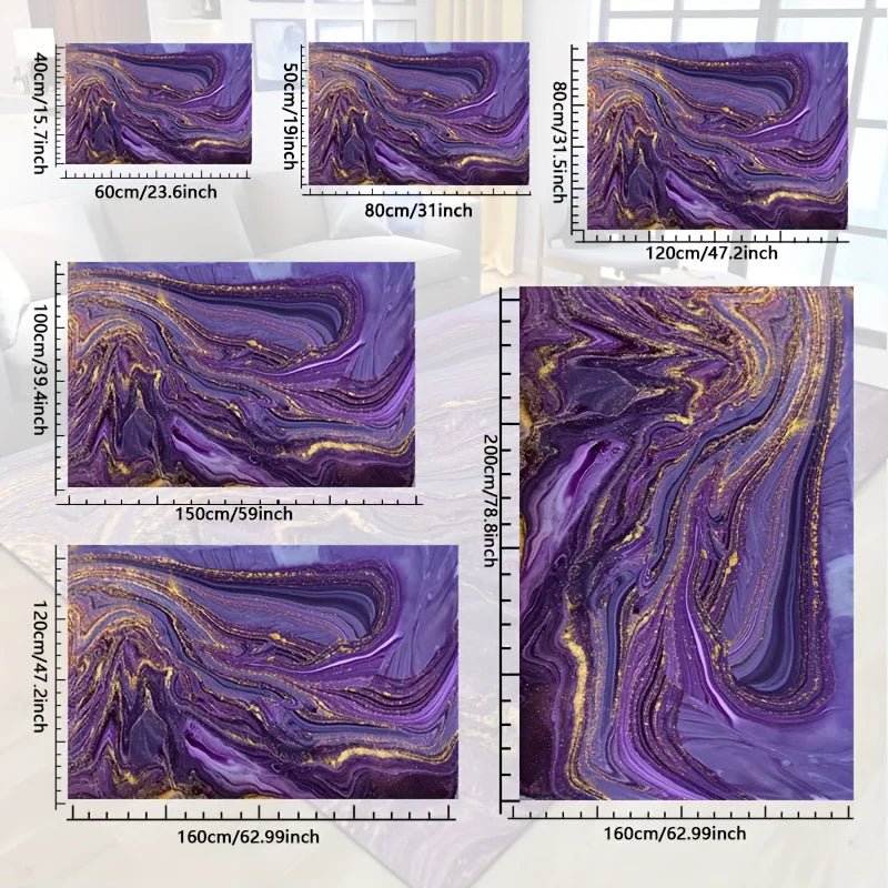 Purple Non Slip Rug, Machine Washable Mat, Large Size Options, Perfect for Entryway Living Room Bedroom, Stylish Home Decor