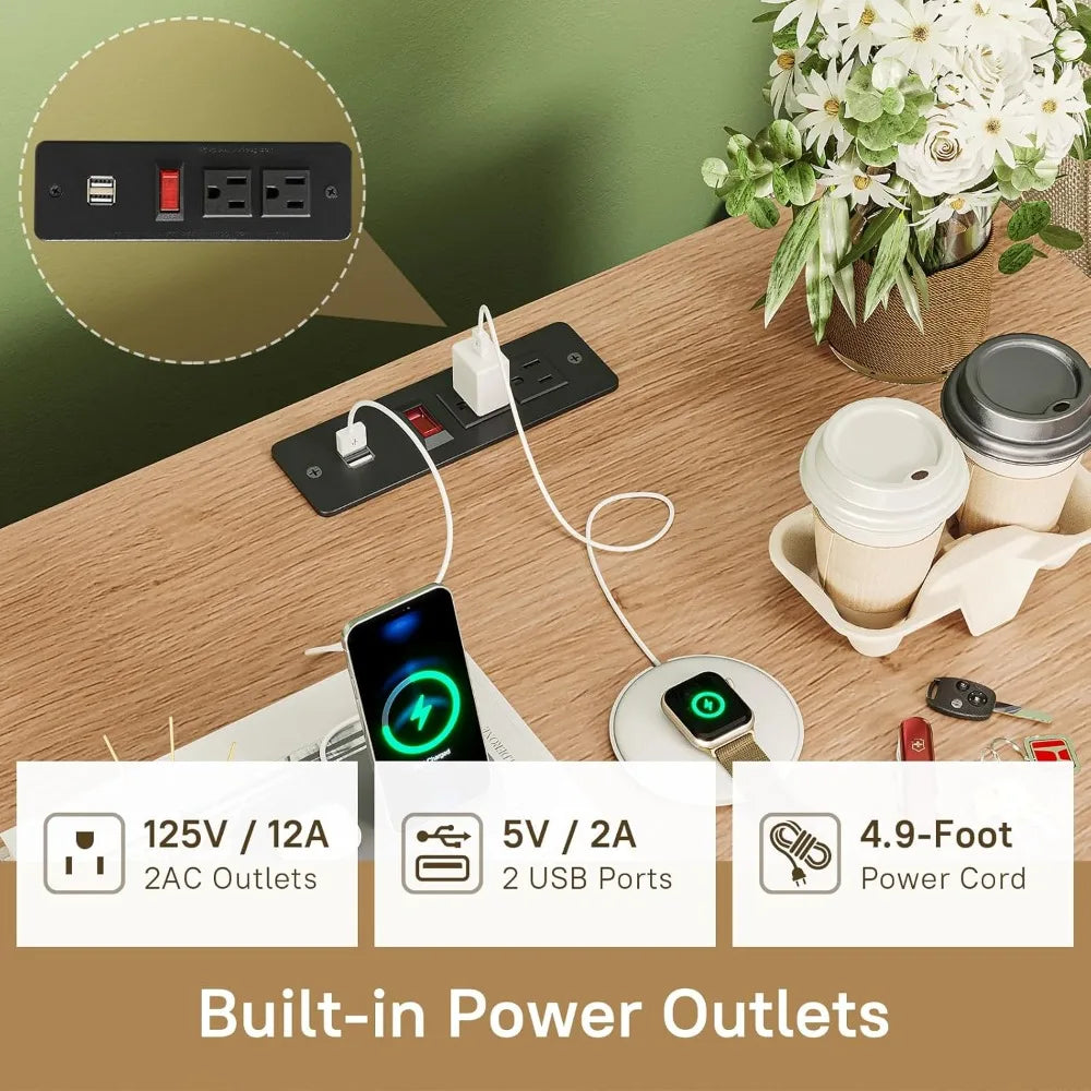 "set of 2 rattan bohemian nightstands with charging station, 3 drawers, 2 usb ports, and 2 ac outlets"