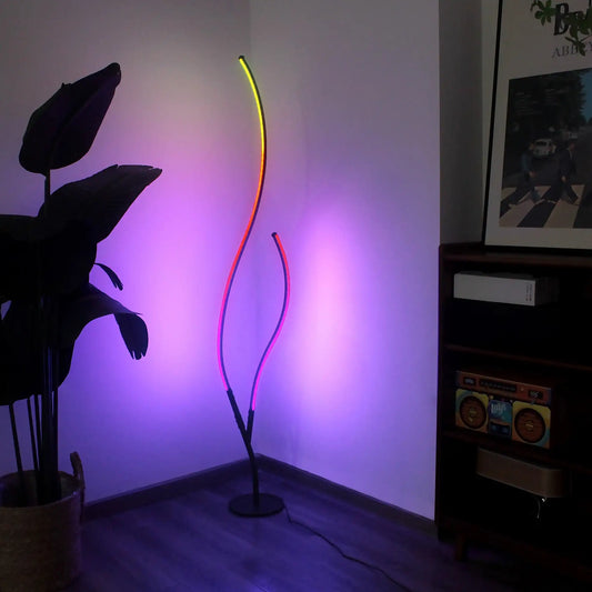 RGB Spiral Floor Lamp, Dimmable LED Floor Lamp with RGBW, Ultra Bright with Remote Reading Lamp for Living Room Bedroom Office
