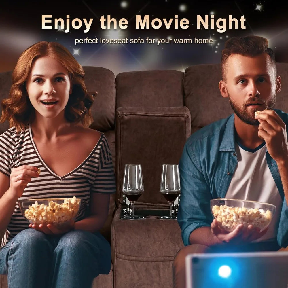 65.7" Manual Loveseat Recliner Sofa with Storage Console, Cup Holders and Side Pockets, Dual Reclining Sofa for Living Roo