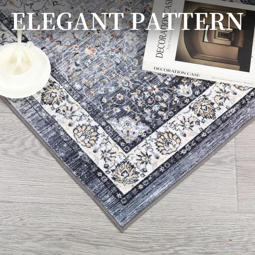 Large Area Rug 8x10ft Washable Rug Soft Vintage Distressed Floor Carpet Low Pile  Rug for Bedroom Living Room