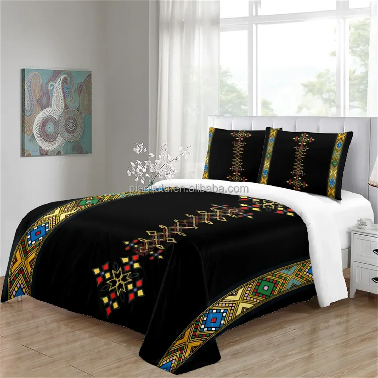 Luxury Brands Black Gold Design Comforter Soft King Queen Full Size Duvet Cover Set 3pcs Bedding Set Quilt Cover 2 Pillowcases
