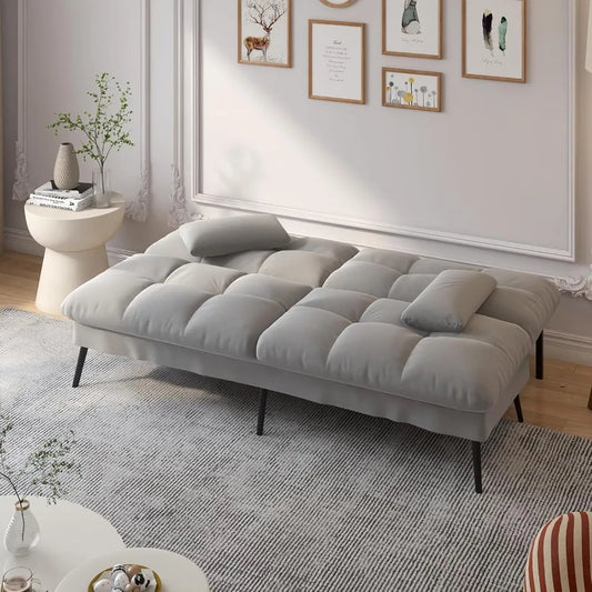 72″ Convertible Sofa Bed , Fabric Couch with Adjustable , Loveseat Recliner Sleeper Furniture futon Set Comfortable sofa