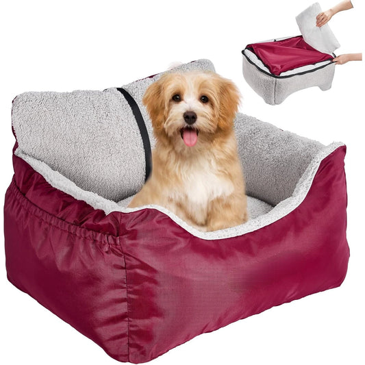 Dog Car Seat for Small Dogs, Fully Detachable and Washable Cat Carseats Under 25 lbs,Soft Pet Booster Seats with Storage Pockets