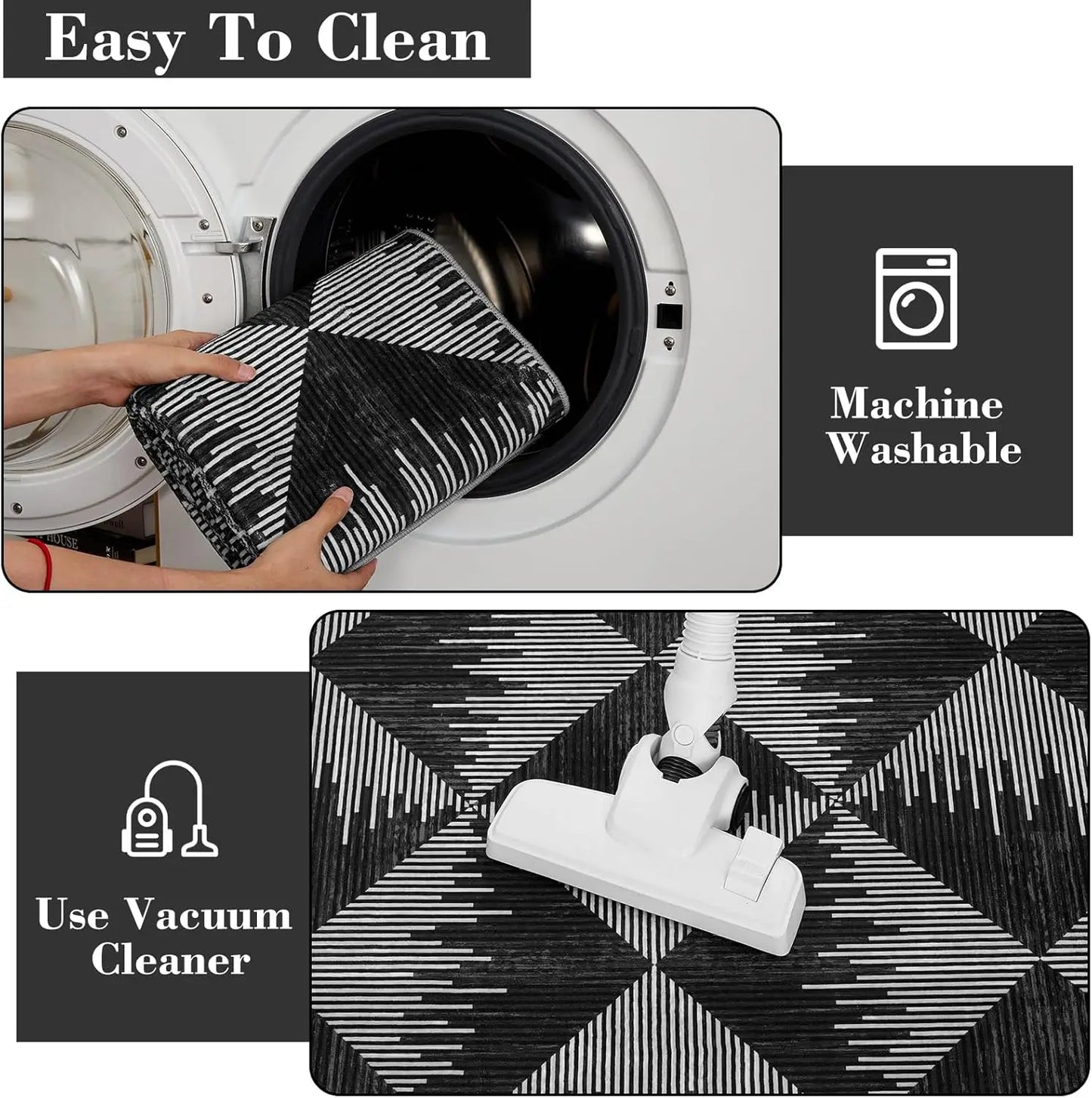 Area Rugs Modern Neutral Living Room Rug Machine Washable Rug for Bedroom Low Pile Farmhouse Carpet for Dining Room Entryway