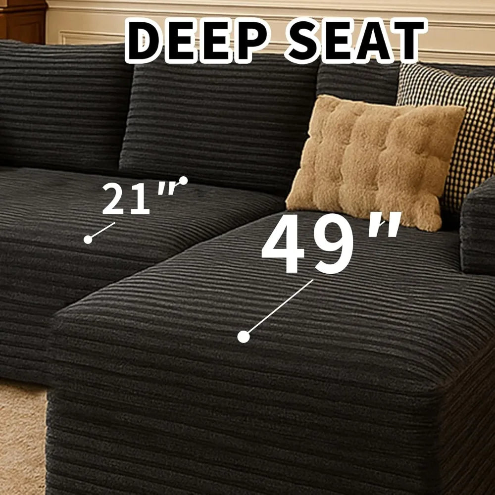 Cloud Sectional Couch with L-Shape Chaise Modern Modular Sofa with Deep Seat Modern Comfy Furniture Bedroom Lounge Dorm Office