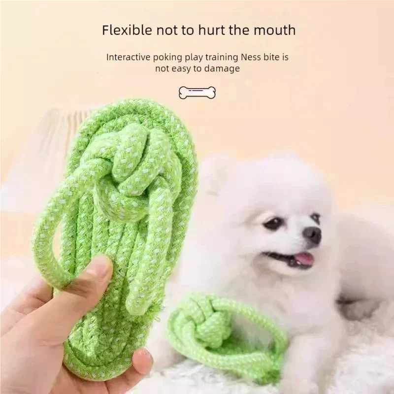 Cotton Rope Slipper Knot Chew Toy For Small Dogs Interactive Pet Toy Teeth Clean Molar Tartar Removal Durable Safe Dog Supplies