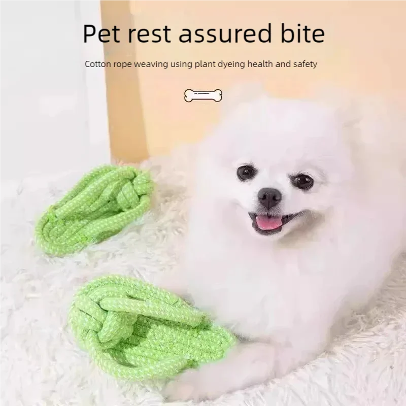 Cotton Rope Slipper Knot Chew Toy For Small Dogs Interactive Pet Toy Teeth Clean Molar Tartar Removal Durable Safe Dog Supplies