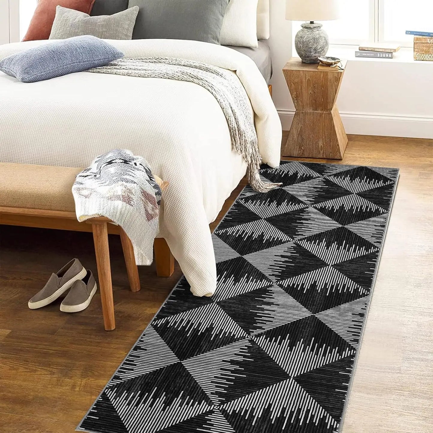 Area Rugs Modern Neutral Living Room Rug Machine Washable Rug for Bedroom Low Pile Farmhouse Carpet for Dining Room Entryway