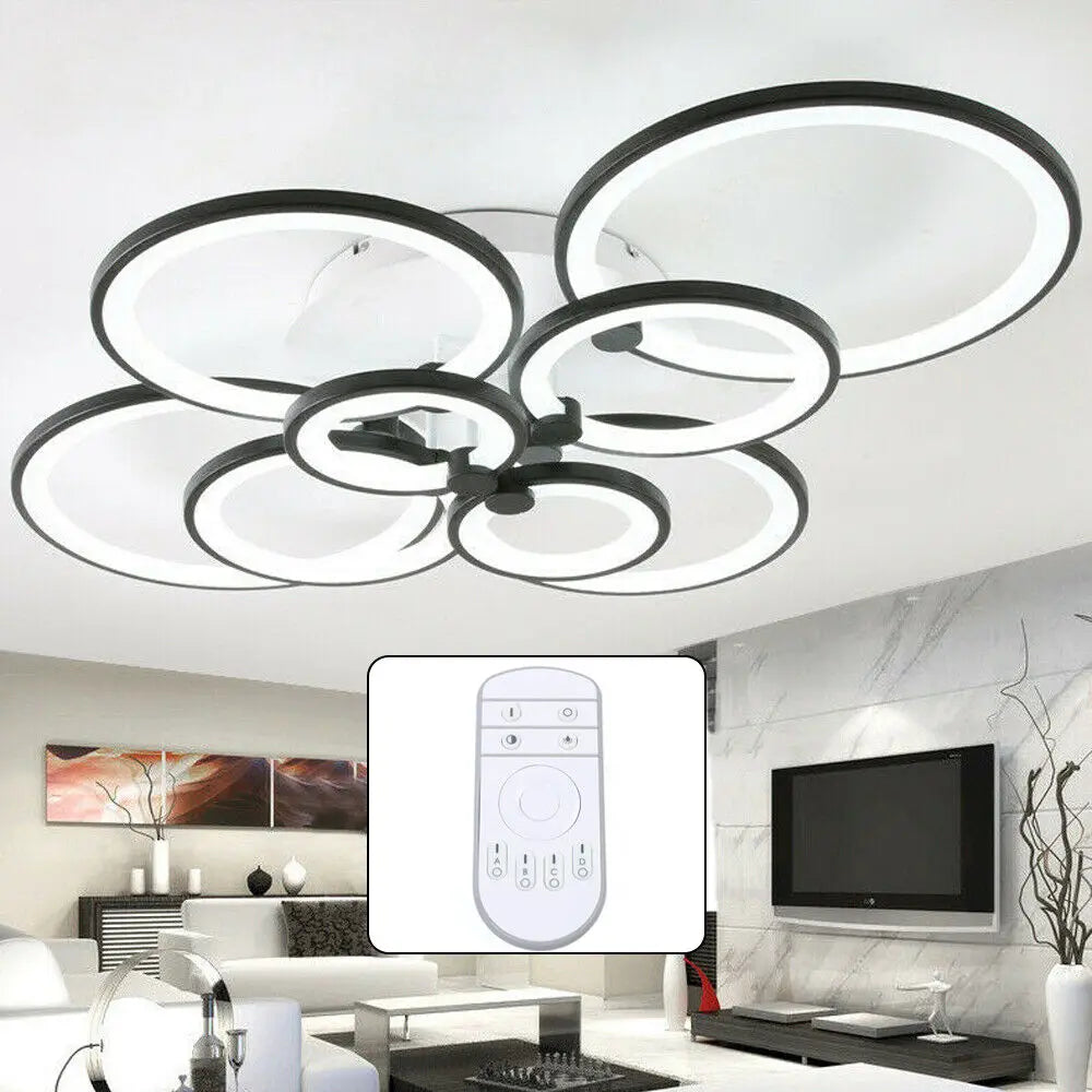 LOYALHEARTD Modern LED Ceiling Light Pendant Lamp Indoor Living Room Dimmable Fixture 8Hesds Flush Mount 3-Color