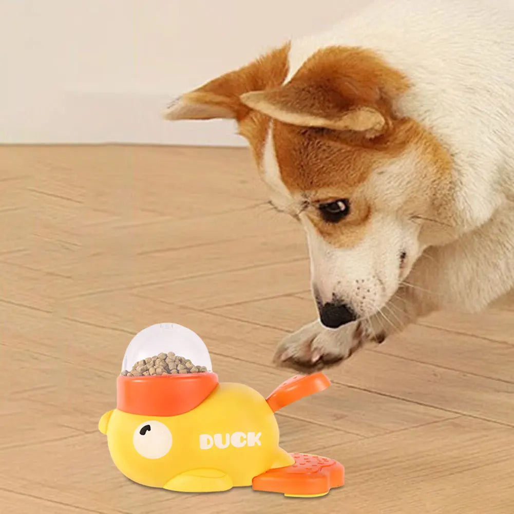 Dog Interactive Slow Feeder Cartoon Duck Design Interactive Pet Food Treat Dispenser Pet Snack Feeder for Small & Medium Dogs