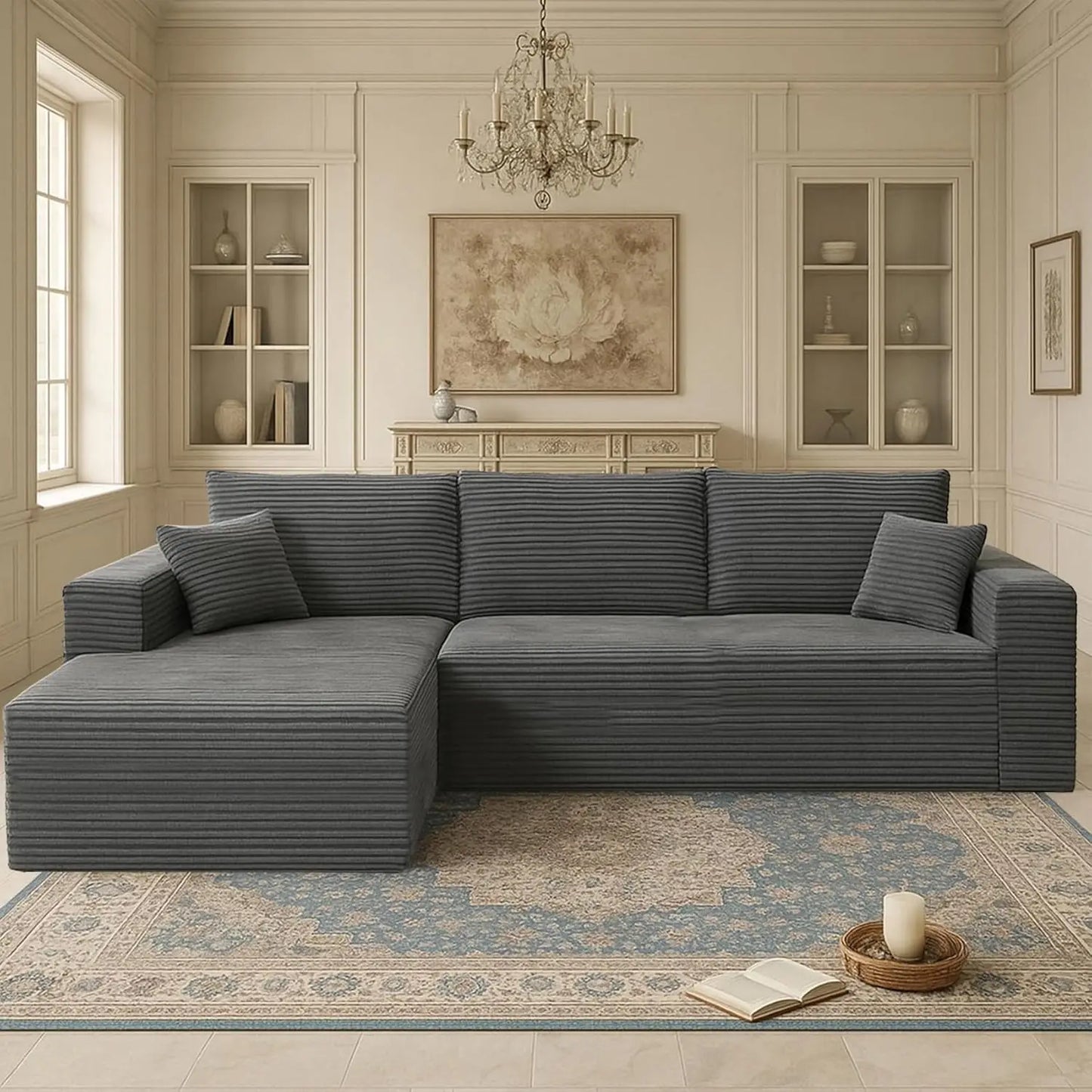 Cloud Sectional Couch with L-Shape Chaise Modern Modular Sofa with Deep Seat Modern Comfy Furniture Bedroom Lounge Dorm Office