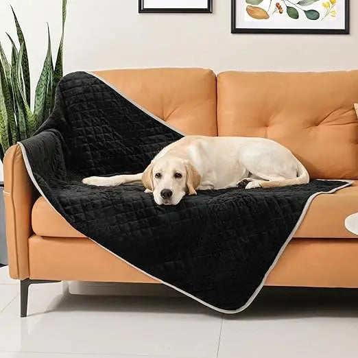 Reversible Dog Blanket 30" x 40" - Water-Resistant Pet Blanket with Plush Warm Side & Cooling Nylon Side - Machine Washable for