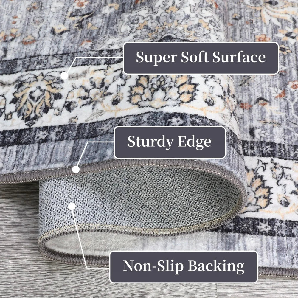 Large Area Rug 8x10ft Washable Rug Soft Vintage Distressed Floor Carpet Low Pile  Rug for Bedroom Living Room