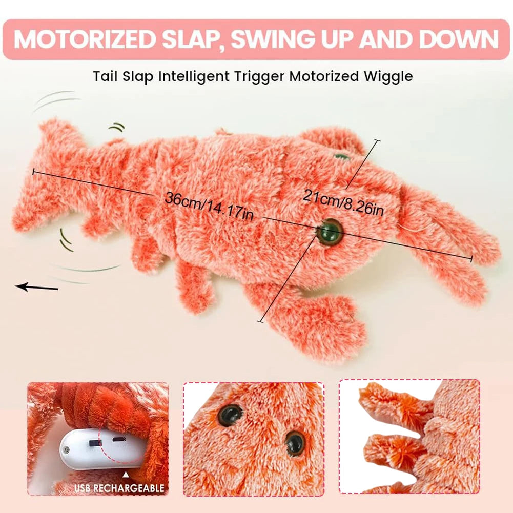 Jumping Moving Dog Toy Interactive Dog Toys To Keep Them Busy Floppy Lobster Pet Squeak Toys for Small Medium Large Dogs