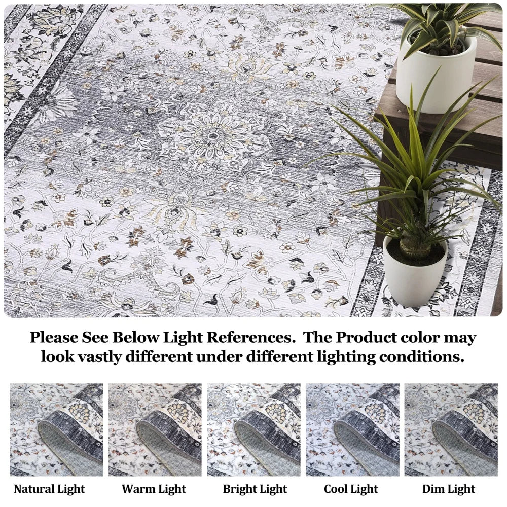 Large Area Rug 8x10ft Washable Rug Soft Vintage Distressed Floor Carpet Low Pile  Rug for Bedroom Living Room