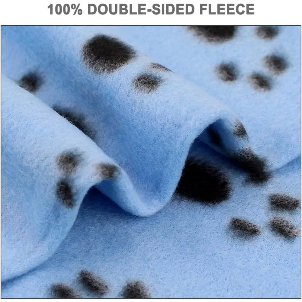 Cute Dog Cat Fleece Blankets with Paw Prints for Kitten Puppy and Small Animals Pack of 6 (Black, Brown, Blue, Grey, red and Wh