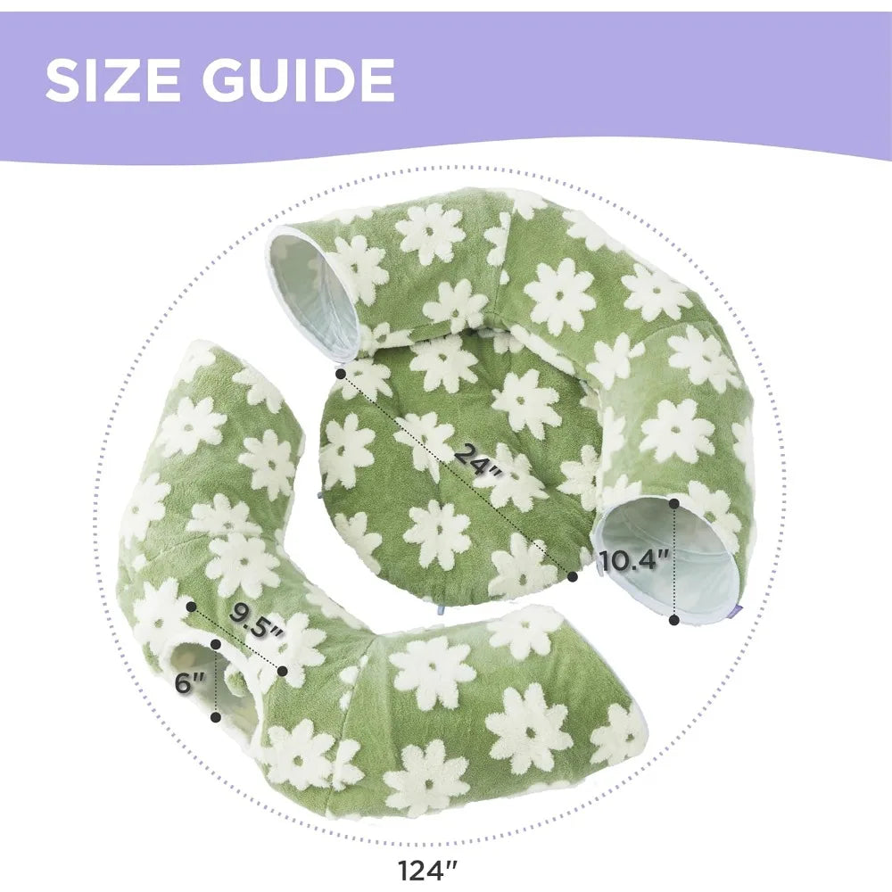 Lesure Large Cat Tunnel Bed - Cute Donut Bed for Indoor Cats with Washable Circle Cushion, Round Pet Peekaboo Cave Toy for Multi