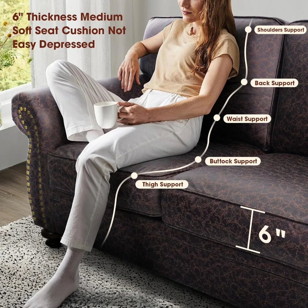 Living Room Furniture Sets,Sofa Sets and Couch Sets for Living Room,Mid-Century Vintage Sofa Couches with Rivet Design