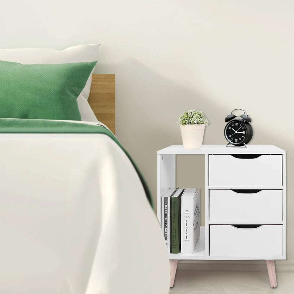 Drawer Bedside Table  Standing Bedroom Bedside Table Night Stand Cabinet with Drawers Foot Storage Organizer Bedside Cabinet