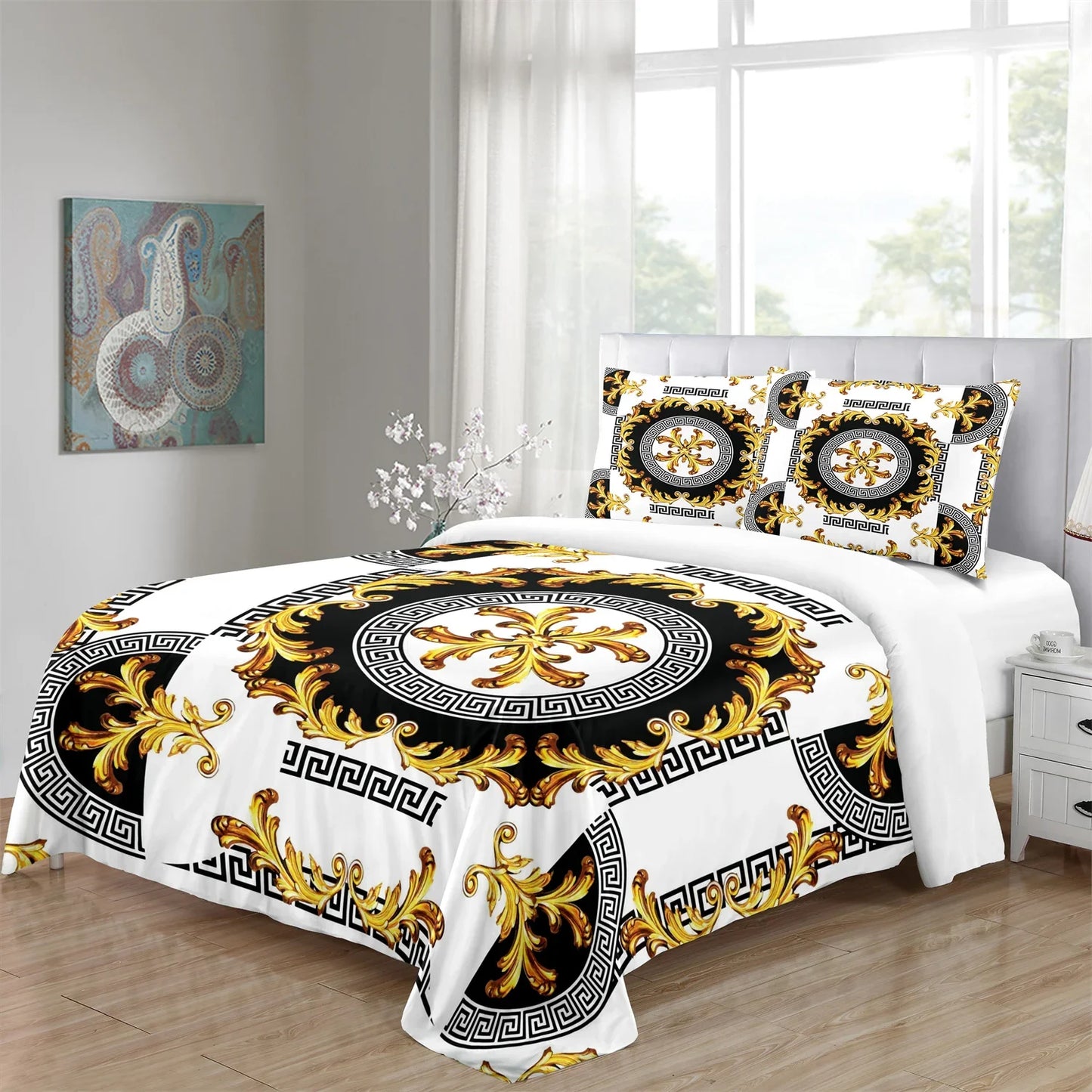 Luxury Brands Black Gold Design Comforter Soft King Queen Full Size Duvet Cover Set 3pcs Bedding Set Quilt Cover 2 Pillowcases