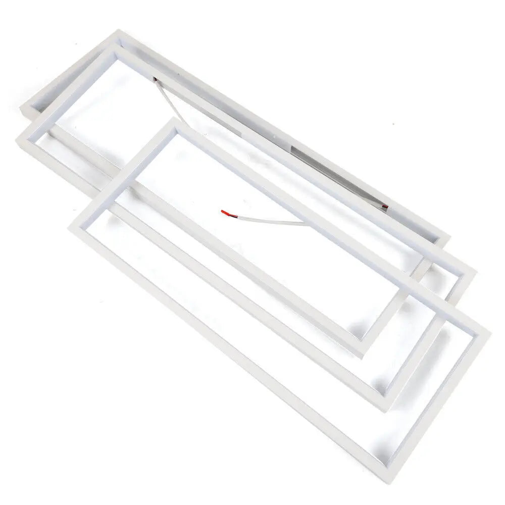 LOYALHEARTD Modern LED Square Ceiling Light Dimmable Flush Mount Living Room Chandelier Lamp W/ Remote