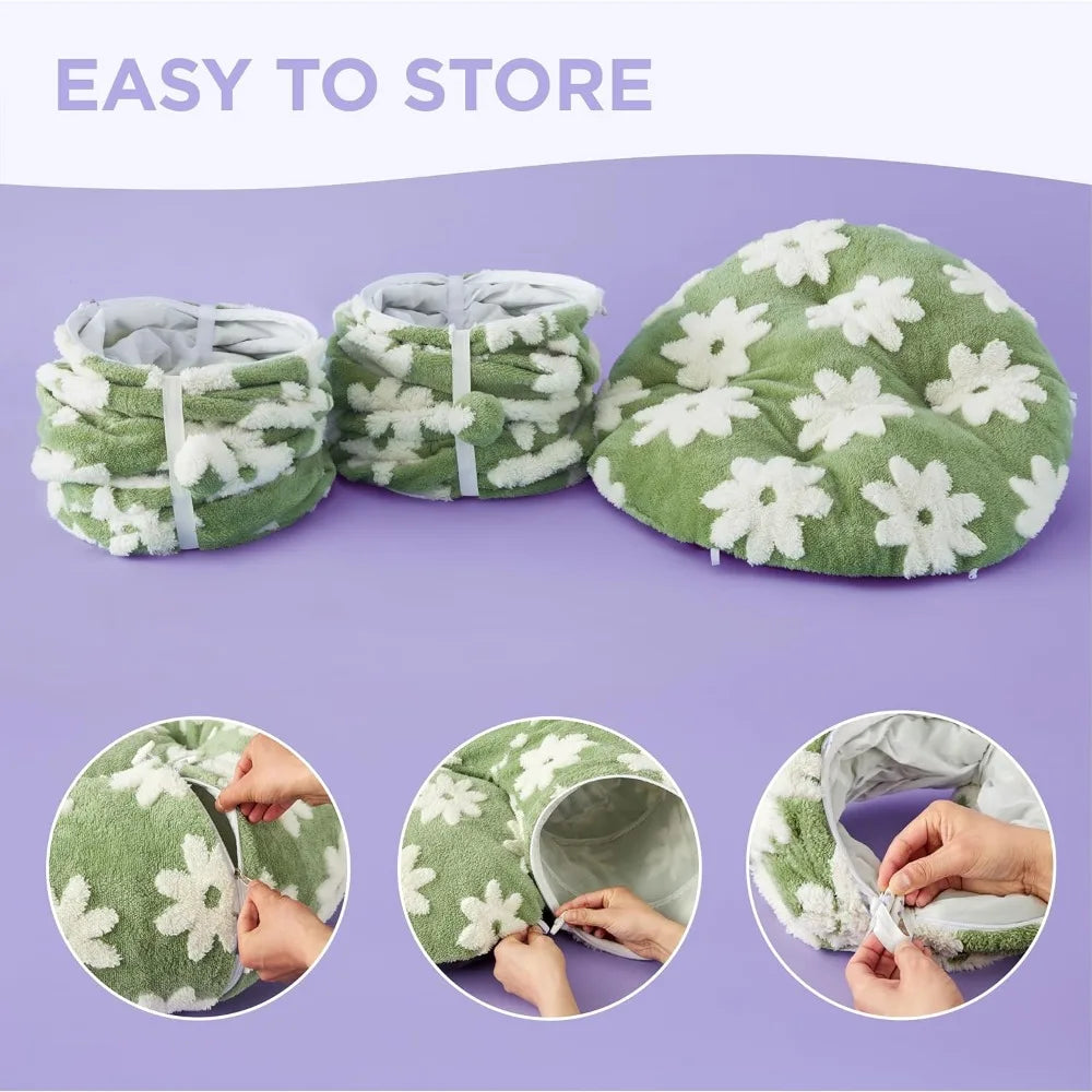 Lesure Large Cat Tunnel Bed - Cute Donut Bed for Indoor Cats with Washable Circle Cushion, Round Pet Peekaboo Cave Toy for Multi