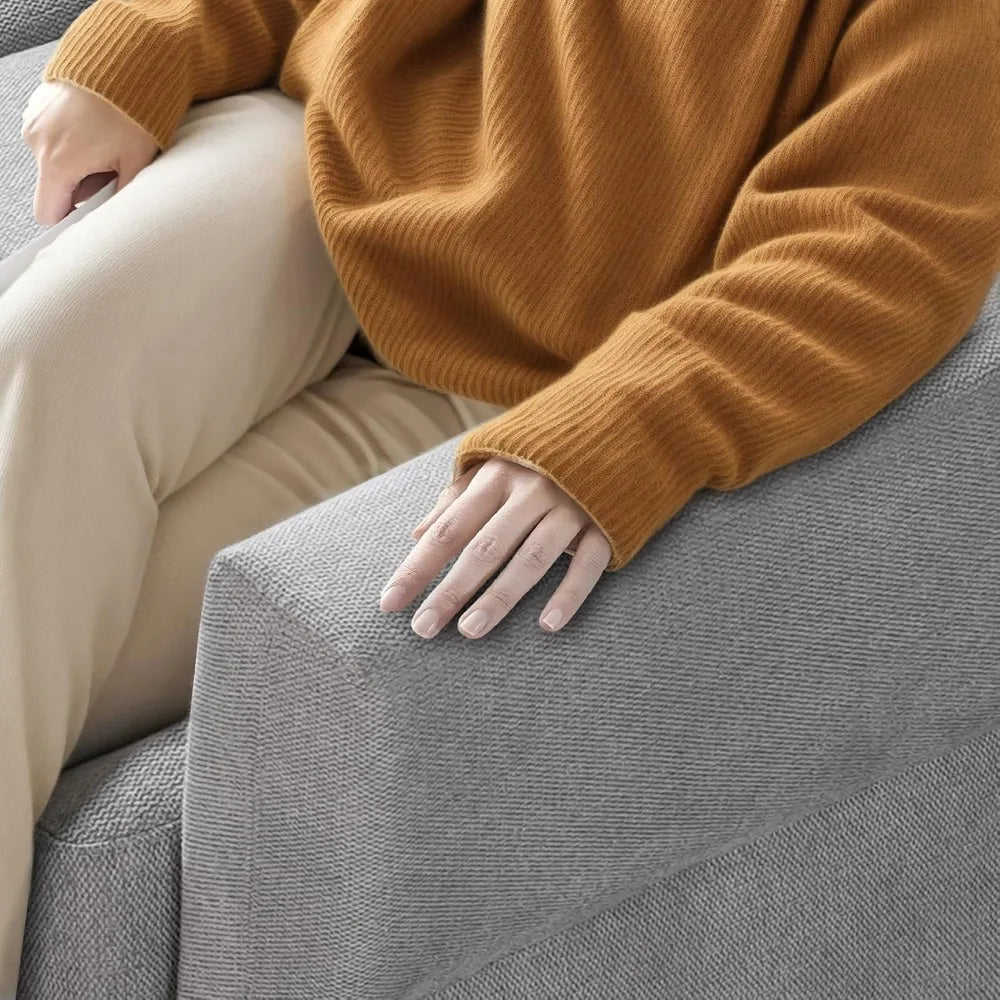 L Shaped Couch, Small Sectional Sofa for Living Room, L Couch with Pocket Springs Seat Cushion, Linen Fabric, Tapered Legs