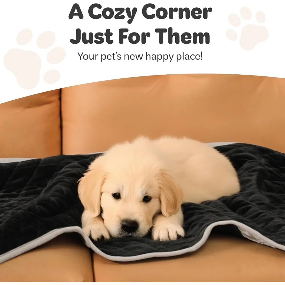 Reversible Dog Blanket 30" x 40" - Water-Resistant Pet Blanket with Plush Warm Side & Cooling Nylon Side - Machine Washable for