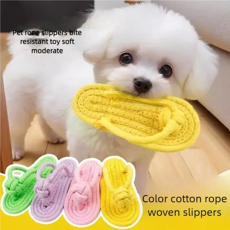 Cotton Rope Slipper Knot Chew Toy For Small Dogs Interactive Pet Toy Teeth Clean Molar Tartar Removal Durable Safe Dog Supplies