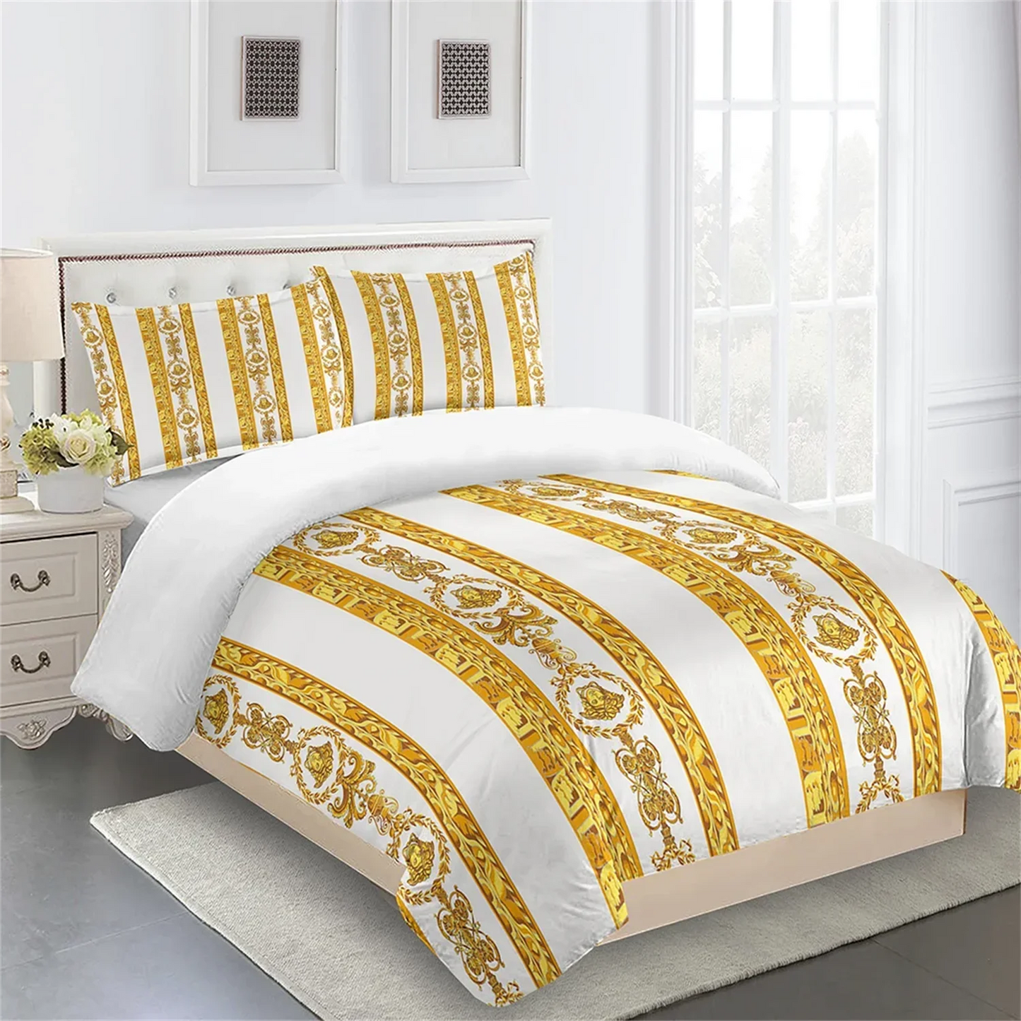 Luxury Brands Black Gold Design Comforter Soft King Queen Full Size Duvet Cover Set 3pcs Bedding Set Quilt Cover 2 Pillowcases