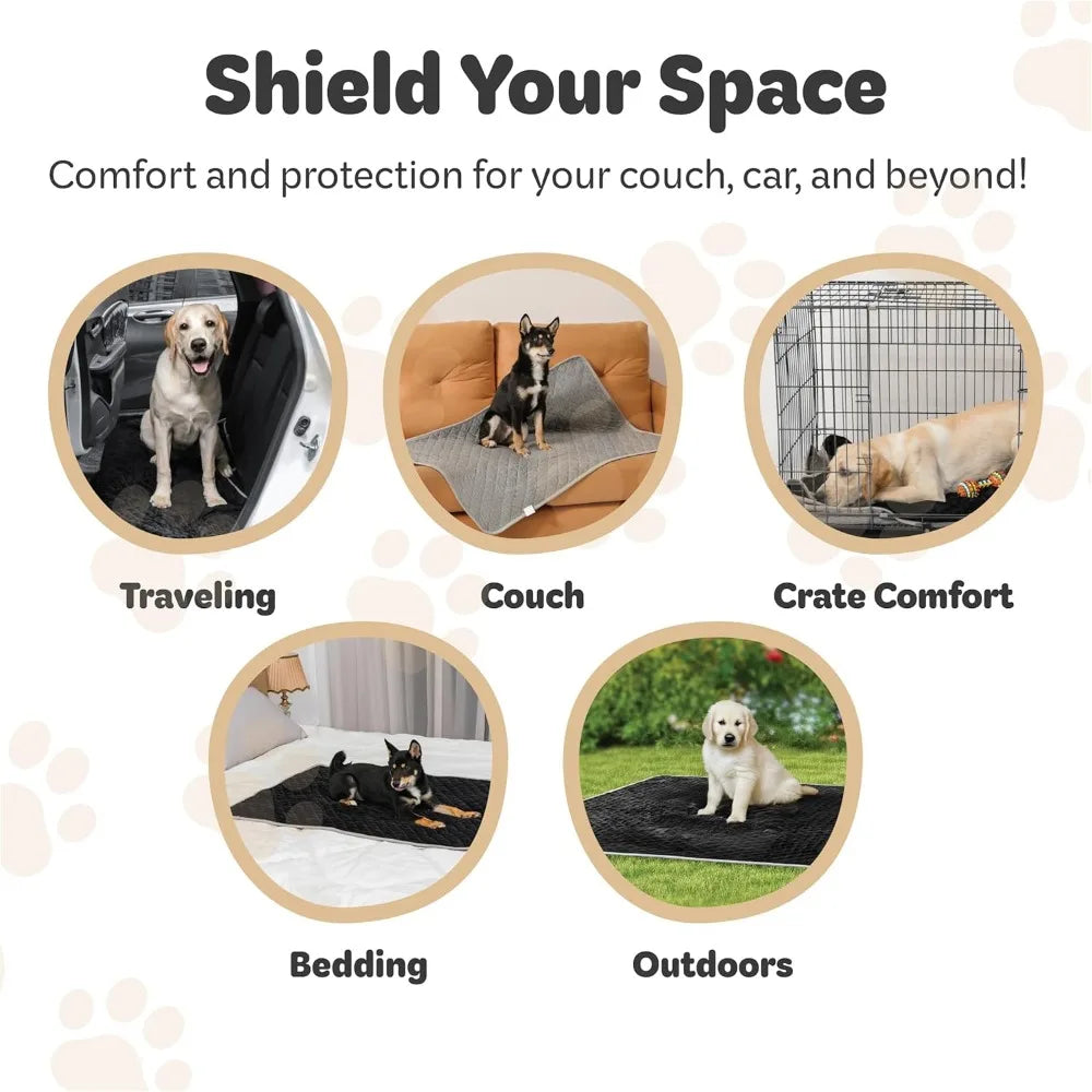 Reversible Dog Blanket 30" x 40" - Water-Resistant Pet Blanket with Plush Warm Side & Cooling Nylon Side - Machine Washable for