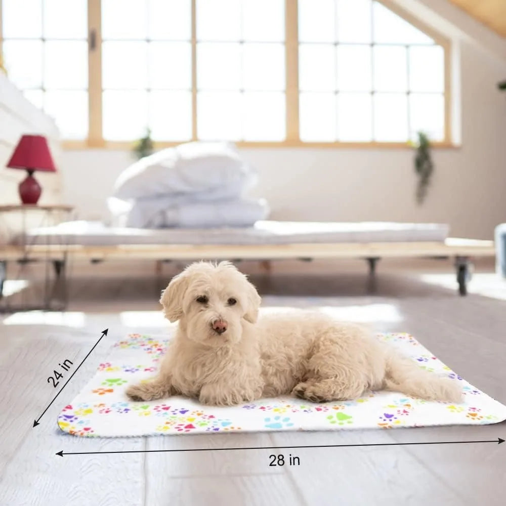 Cute Dog Cat Fleece Blankets with Paw Prints for Kitten Puppy and Small Animals Pack of 6 (Black, Brown, Blue, Grey, red and Wh