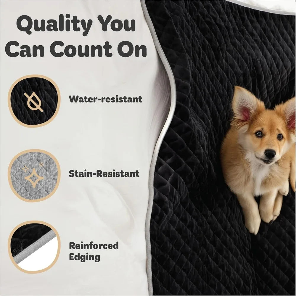 Reversible Dog Blanket 30" x 40" - Water-Resistant Pet Blanket with Plush Warm Side & Cooling Nylon Side - Machine Washable for