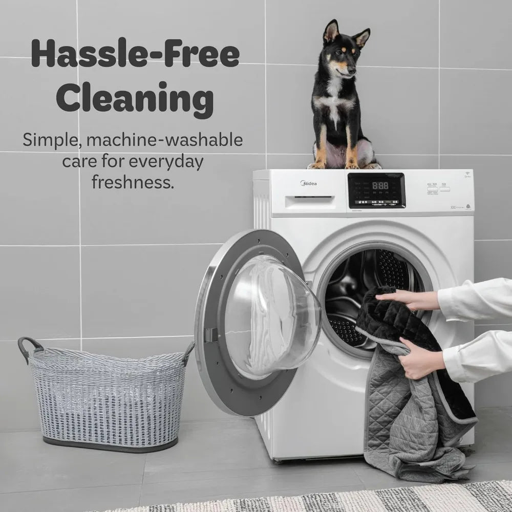 Reversible Dog Blanket 30" x 40" - Water-Resistant Pet Blanket with Plush Warm Side & Cooling Nylon Side - Machine Washable for