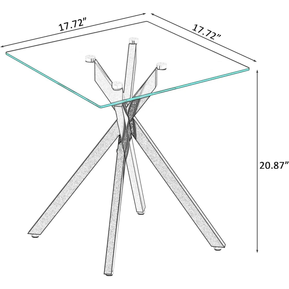 Living Room Set - Glass Coffee Table and 2 End Tables with Modern Design Set of 3 (Large Coffee Table + End Table x2, Gold)
