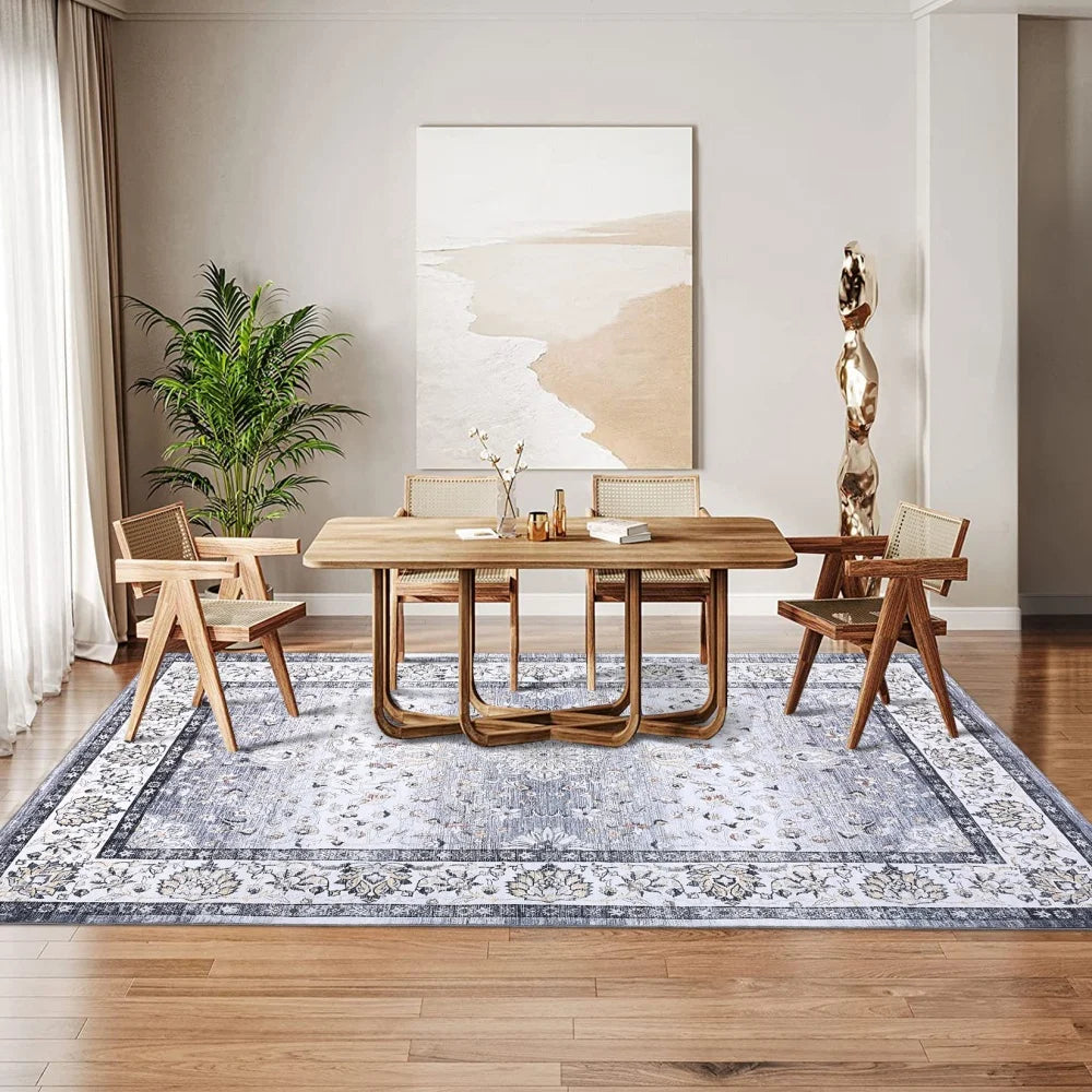 Large Area Rug 8x10ft Washable Rug Soft Vintage Distressed Floor Carpet Low Pile  Rug for Bedroom Living Room