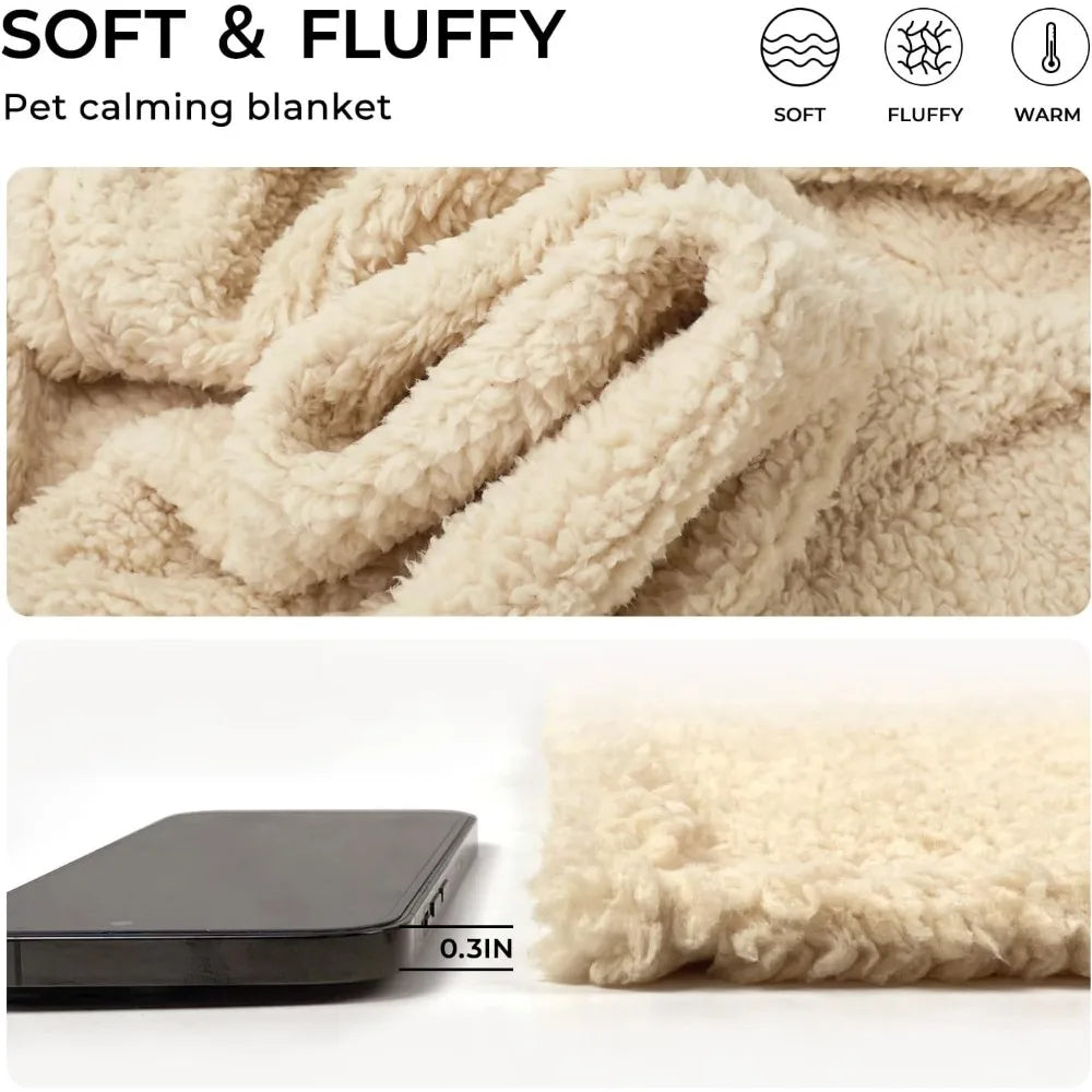Premium Fleece Dog Puppy Blanket Soft Pet Sherpa Calming Cat Blanket Throw for Small Medium Dog Cat(Beige,30x20 inches)