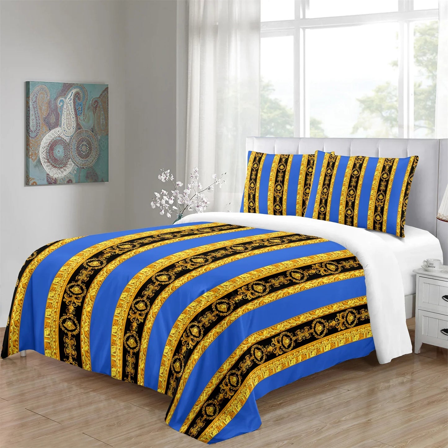 Luxury Brands Black Gold Design Comforter Soft King Queen Full Size Duvet Cover Set 3pcs Bedding Set Quilt Cover 2 Pillowcases
