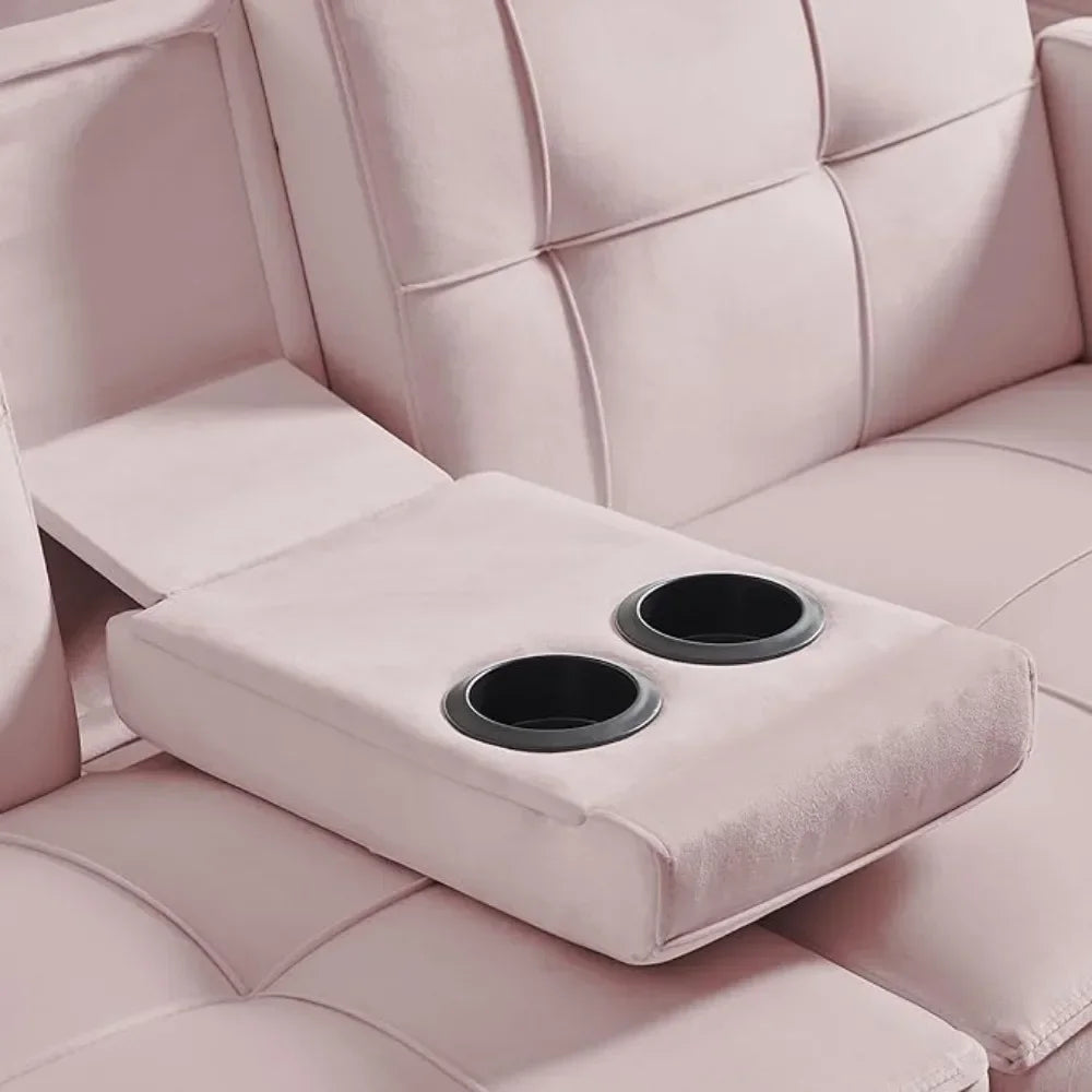 Futon Sofa Bed Convertible Daybed - Modern Linen Fabric Couch Bed with 2 Cup Holders & Removable Armrests, Multi-Functional Love