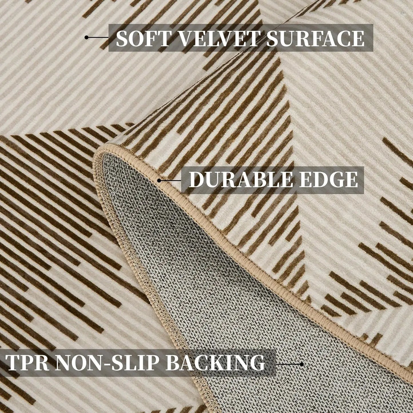 Area Rugs Modern Neutral Living Room Rug Machine Washable Rug for Bedroom Low Pile Farmhouse Carpet for Dining Room Entryway