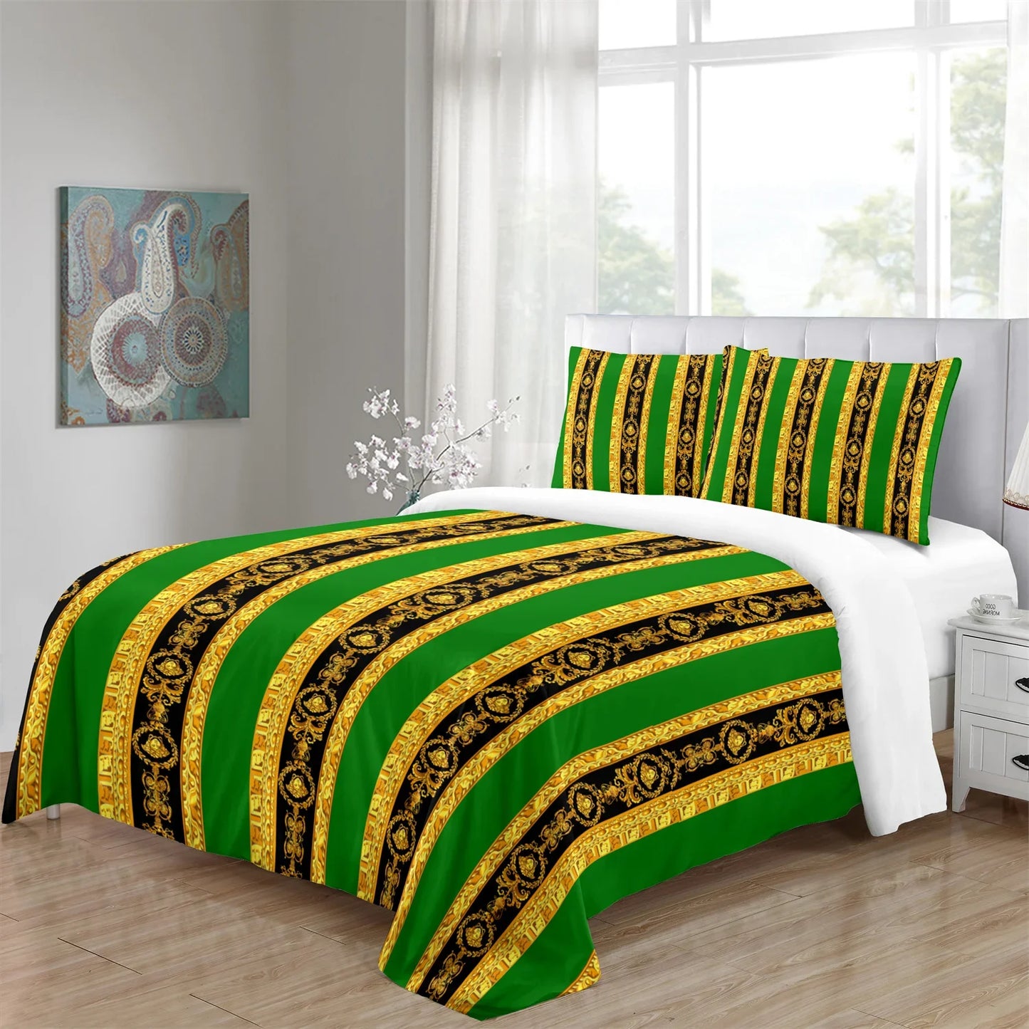 Luxury Brands Black Gold Design Comforter Soft King Queen Full Size Duvet Cover Set 3pcs Bedding Set Quilt Cover 2 Pillowcases